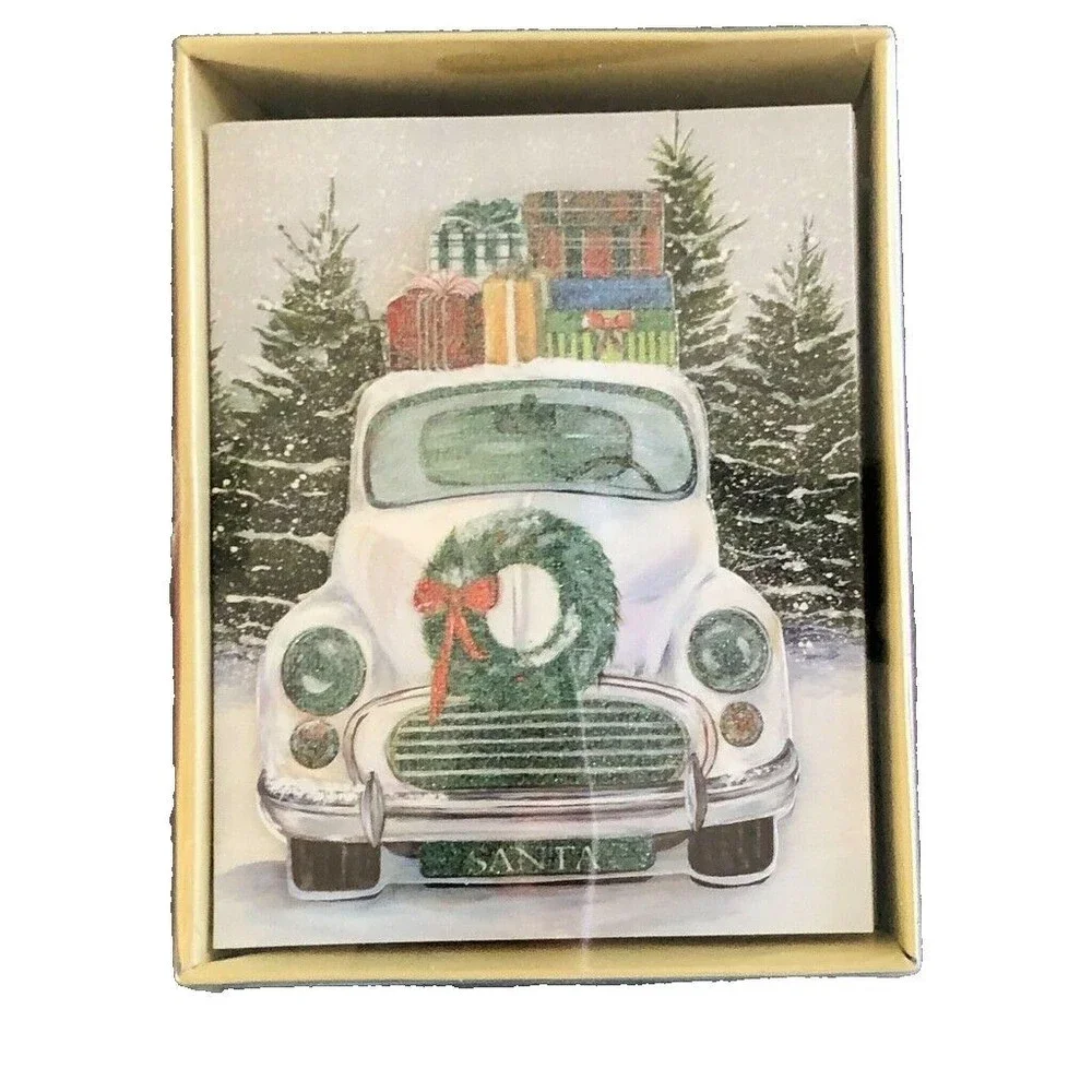 Christmas Boxed Cards Farm Truck Cut Out 18 Cards and Envelopes Presents Holiday